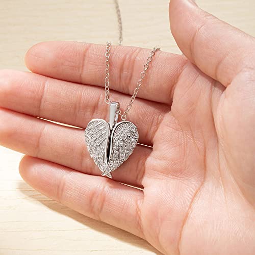 Personalized Heart Shaped Angel Wings Necklace with Picture Custom Photo Cubic Zircon Heart-shape Angel Wing Necklace Memorial Jewelry Mother's Day Gifts for Her Mom/Wife3