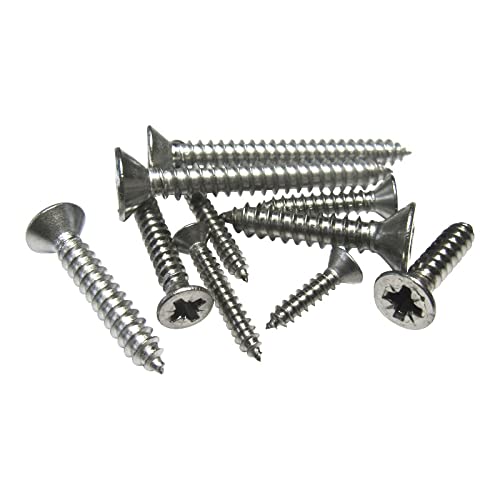 Self-Tapping Screws Posi Countersunk - 316 (A4) Stainless Steel, For Use On Boats & Marine Applications. (10, 5.5x50)