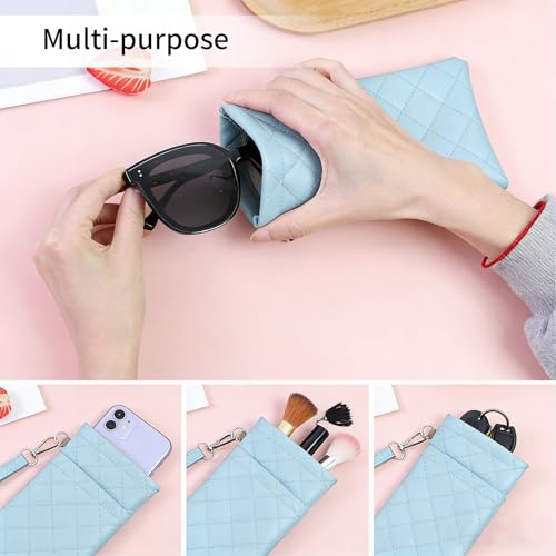Image of Double Eyeglass Case Soft Dual Glasses Case for Women Men Travel Squeeze Top Sunglasses Cases Eyeglasses Pouch