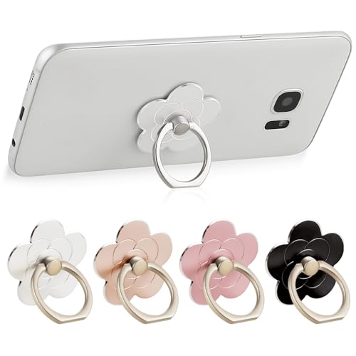 4 Stück Handy Ringhalter mit Ständer Handy Blumen Fingerring Griffe Ständer 360° Drehung Handy Ring Halterung Universelles Zubehör Kompatibel mit Smartphones Mobiltelefonen Handyhüllen