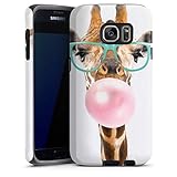 DeinDesign Panzer Handyhülle kompatibel mit Samsung Galaxy S7 robuste Outdoor Hülle Schutzhülle matt Giraffe Brille Tiere