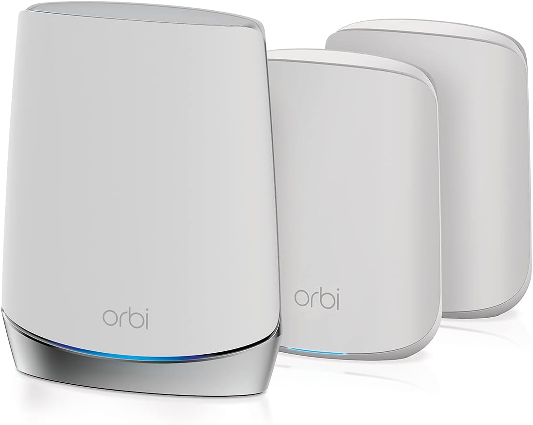 Orbi Whole Home Tri-Band Mesh WiFi 6 System (RBK653) – Router with 2 Satellite Extenders, Coverage Up to 6,000 Square Feet, 40 Devices, AX3000 (Up to 3Gbps)