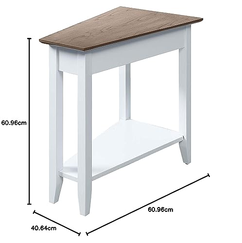 Image of Convenience Concepts American Heritage Wedge End Table, Driftwood Top /White Frame