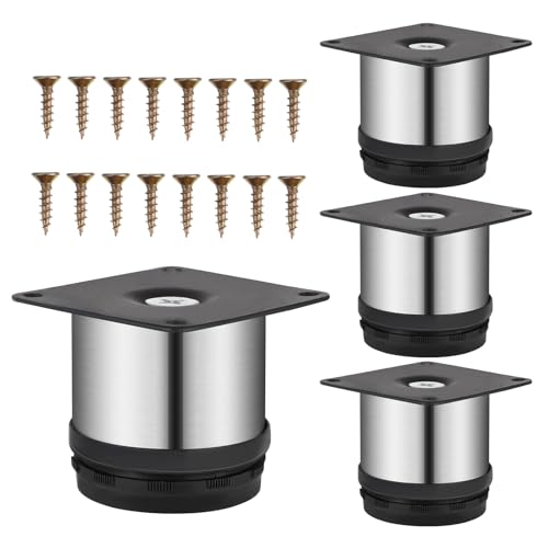 Patas para muebles regulables OUNONA de acero inoxidable, pack de 4 para mesa y armario 2