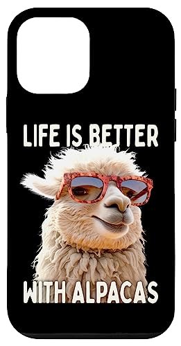 Life Is Better With Alpacas �A���p�J�̂��鐶���͂����Ƃ��� ���}�E�A���p�J���Q�L �X�}�z�P�[�X iPhone 12 mini �p