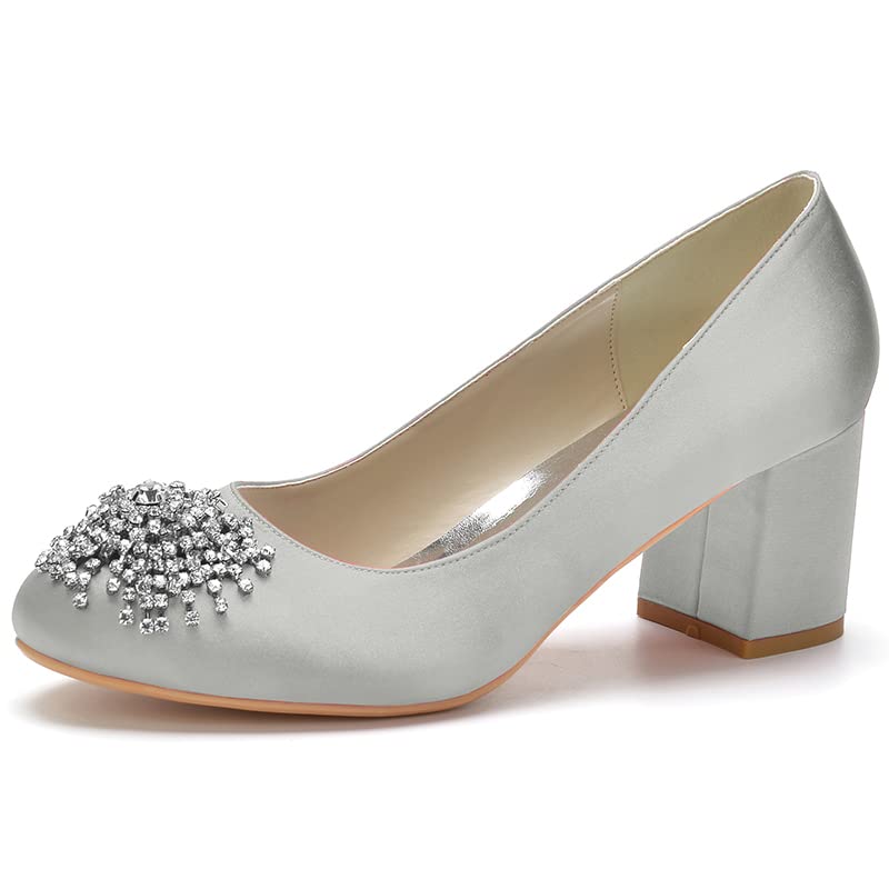 Chaussures argentées à talon bas de 6 cm pour femme en taille 39