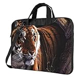 Sac à bandoulière pour ordinateur portable imprimé oiseaux tropicaux et feuilles de plantes – Sacoche pour ordinateur portable pour homme et femme, Tigre du Bengal., 14 inch
