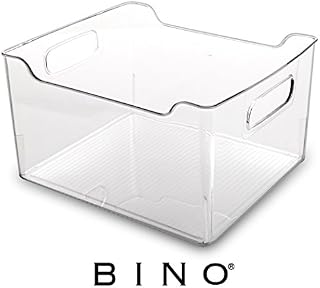BINO Clear Plastic Storage Bin with Handles - Plastic Storage Bins for Kitchen