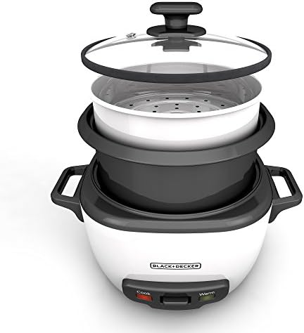BLACK+DECKER 16-Cup Rice Cooker, RC516, 8-Cup Uncooked Rice, Steaming Basket, Removable Non-Stick Bowl, One Touch - 5