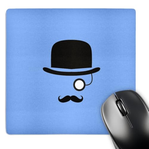 Tapis de souris moustache fond bleu ciel pour un bureau rétro élégant