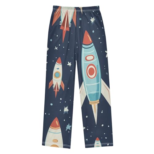 ZZXXB Rocket and Star Boys Long Pants Soft Trousers Elastic Waist Kids Lounge Bottoms with Pockets S-XL2