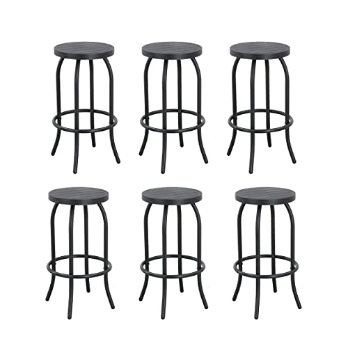 Image of LOKATSE HOME Outdoor Bar Height Stool Metal Bistro Chair Counter Footrest, Set of 6