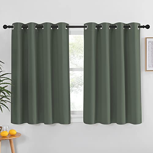 NICETOWN Blackout Cafe Curtain 45 inches Long - Grommet Thermal Insulated Sound Reducing Room Darkening Window Treatment for Kitchen/Bedroom (Dark Mal