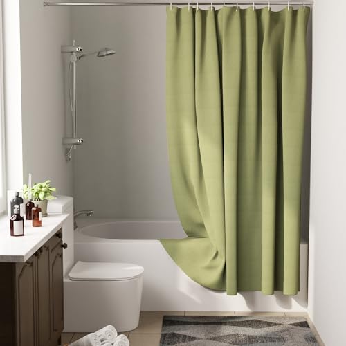 Image of Encasa XO Waterproof Shower Curtain for Bathroom 8 x 6 feet(183x244 cm), Anti-Fungal Polyester Washroom Curtain with 12 Hooks, Wet & Dry Partition Toilet Curtains ZZ Sage