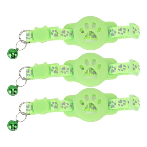 POENVFPO Collar di Gatto Riflettente con Campana, Supporto per Collare Gattino Anti -Perso Regolabile Set 3pcs, per visibilità Notturna (Verde Fluorescente)