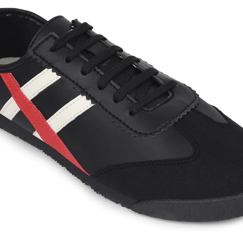 Image of Liberty LEAP7X Black Sneakers for Men - Memory Foam Lace-Up Casual Wear