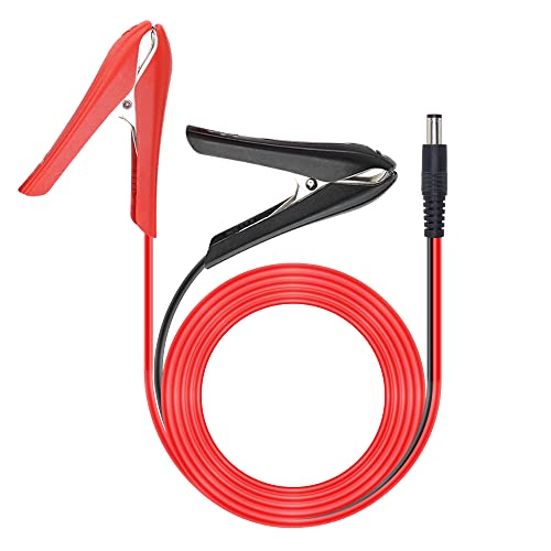 YACSEJAO Cable de Pinzas de cocodrilo de batería CC DC 5,5 2,1 mm Macho a Abrazaderas de batería Cable de extensión 12-24 V Cargador de Coche Cable de alimentación para Accesorios de automóvil,6 pies