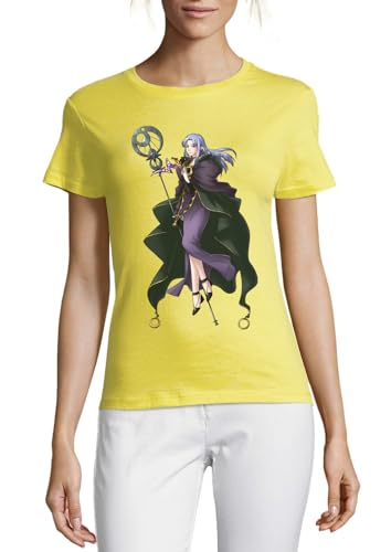 T-Shirt Coton Femme Jaune Anime 29 au Col Rond et Finitions Premium