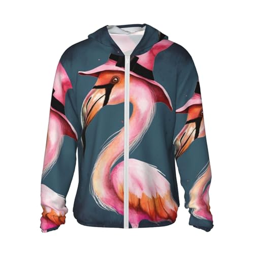 Veste anti-UV homme avec capuche et motif Halloween de flamant rose sorcière