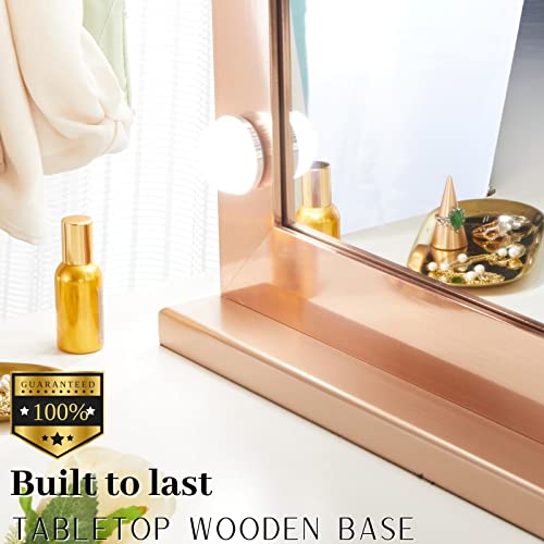 Yokukina Vanity Mirror With 12 Led Lights, 32 Inch Hollywood Lighted Makeup Mirror For Dressing Room, Tabletop, Rose Gold #TOP2