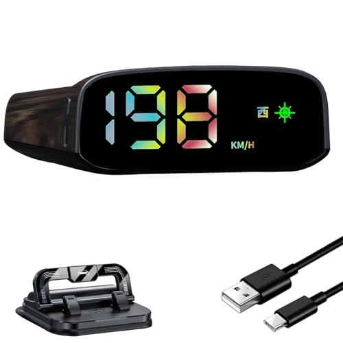 Solarbetriebener Auto-HUD-Tachometer mit Blitzerwarne, Head Up Display Auto, Geschwindigkeitsmessgerät, Solarbetriebenes Kabelloses Kfz HUD, Solar & USB-C, Gps-Gefüllte Präzision