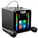 Macchina per karaoke Bluetooth ricaricabile RockJam da 10 Watt con due microfoni, spettacolo di luci ed effetti vocali