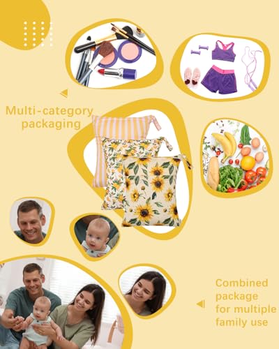 Image of babygoal Wet and Dry Pockets for Baby Nappies, Washable Travel Bags, Beach, Pool, Gym Bag for Swimsuits and Wet Clothes, with Two Zip Pockets, Girl colour: 43, 30cm x 36cm, Wet and Dry Bag