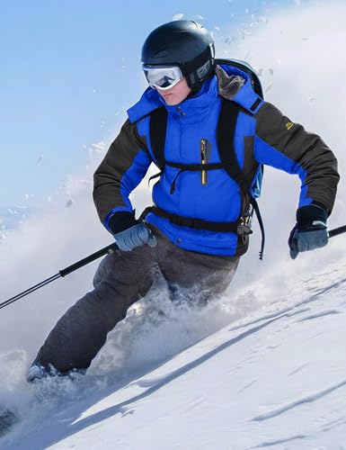 Image of MAGCOMSEN Men's Winter Jacket Ski Snow Waterproof Fleece Coats Snowboard Warm Parka Raincoats with Hood 5 Pockets