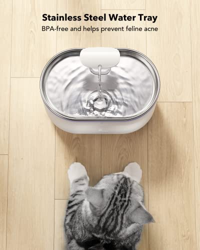 Petlibro Cat Water Fountain Stainless Steel, Ultra Quiet, 71Fl Oz/2.1L Automatic Cat Waterer Fountain,Two Flow Modes,Bpa-Free Capsule Metal Healthy Pet Water Fountain, Water Bowl With 4 Large Filters #TOP1