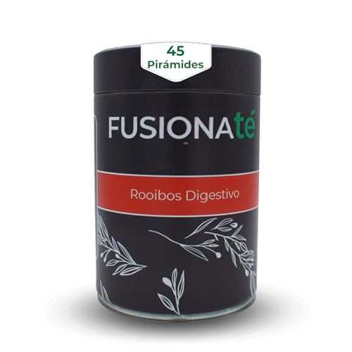 FUSIONATE Rooibos Digestivo, Lata de 45 pirámides Bolsitas de Té, Infusión 100% Natural, Digestiva y Baja en Calorías, Sin Teína
