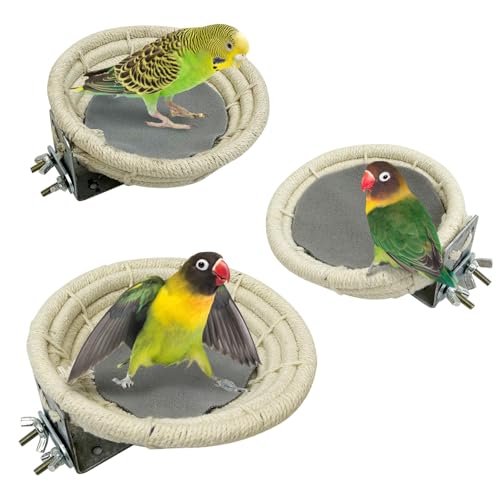 Hamiledyi 3 PCS Bird Nest for Cage Handmade Cotton Weave Hemp Rope Parrot Breeding Nest Hatching Bird Bed Parakeet Nesting Box for Budgie Cockatiel Conure Lovebird