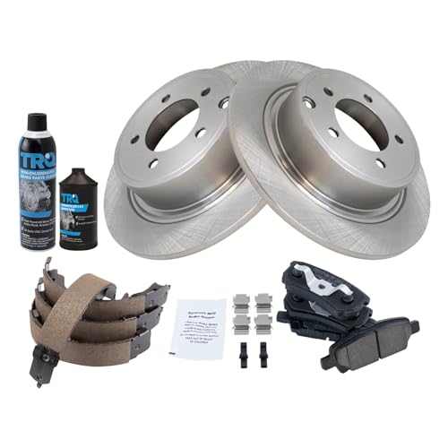 Image of TRQ Rear Brake Pad & Rotor Kit Compatible with 2017 Jeep Patriot Compass 2013 Chrysler 200