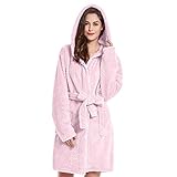 DecoKing Bademantel mit Kapuze M rosa kurz Damen Herren Unisex Morgenmantel Steppung weich leicht kuschelig Microfaser Fleece Sleepyhead