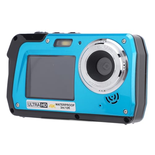 4K Underwater Camera, 10FT Camera 1500mAh 56MP 16X Zoom Dual Screens Digital Video Vlogging Camera, for Swimming Snorkeling Rafting Surfing