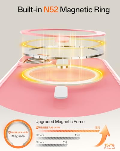 Image of UNBREAKcable Magnetic for iPhone 17 Case 6.3-Inch, Compatible with MagSafe, Full Camera Protection, Built-in Magnetic Ring, Drop Protection Shockproof Slim Phone Cover - Pink