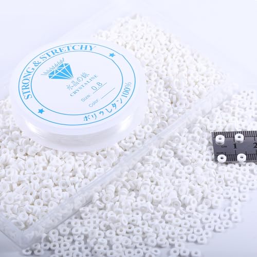 4000 Pcs White Clay Beads for Bracelet Making, Polymer Spacer Flat DIY Jewelry Necklace Earring Kit, Preppy Aesthetic Heishi Heshie Thin Disk Assortments Set 4MM