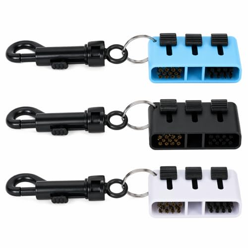 Solvio 3PCS 3-in-1 Golf Club Cleaner Brush Set, Retractable Groove & Spike Cleaner with Carabiner Clip, Portable Pocket Size Golf Ball Cleaner Tool for Deep Cleaning Golf Clubs and Shoes