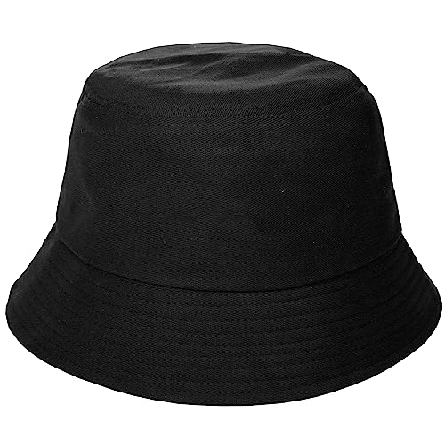 Obbue Bucket Hat For Women Men Summer Travel Beach Sun Hat Outdoor Headwear Unisex Reversible Fisherman Hats Black #TOP16