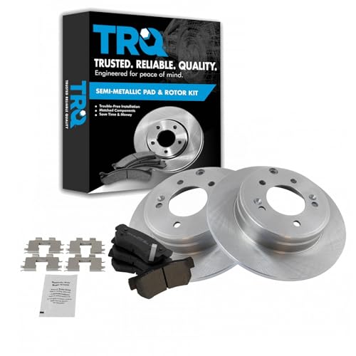 Image of TRQ Rear Brake Pad and Rotor Set Semi Metallic Vented Rotors | For 2006-2008 Sonata