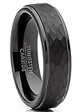  Metal Masters Co. Mens Tungsten Black Wedding Band Ring Hammered Center Comfort-Fit 6MM Size 9.5