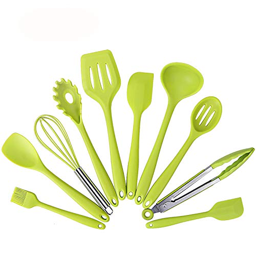 10Pcs/Set Silicone Heat Resistant Kitchen Cooking Utensils Non-Stick Baking Tool Tongs ladle Gadget DISHWASHER SAFE FOOD GRADE SILICONE