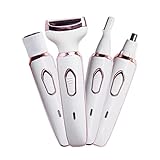 ANFOOS Electric Razor for Women,Hair Trimmer for Face Nose Eyebrow Beard Mustache Arm Leg Armpit Bikini,Painless Rechargeable Portable 4 in 1 Womens Body Shavers Set