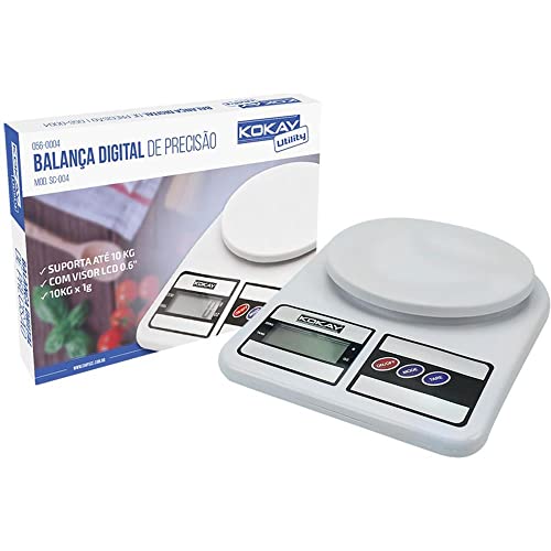 Balanca Digital De Precisao - Ate 10kg - Cozinha - (nao Acompanha Pilhas) Kokay Branco No Voltagev