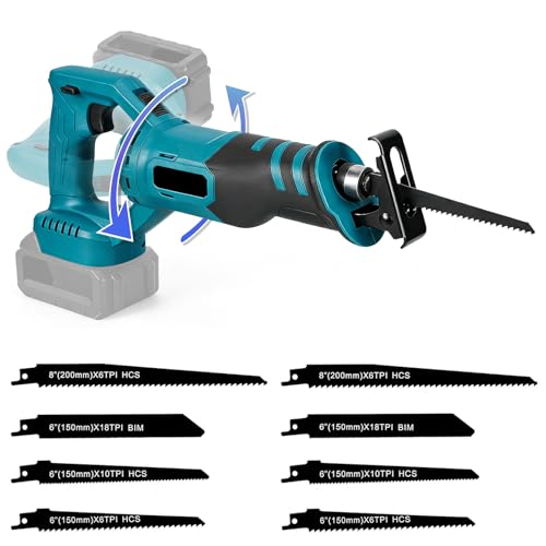 Scie à Os Portable Sans Fil, Moteur Sans Balais, Compatible avec Les Batteries Makita, Scie à Os De Boucher Professionnelle Electrique, Poignée rotative à 180°, pour Viande Porc Poisson(Sans Batterie)