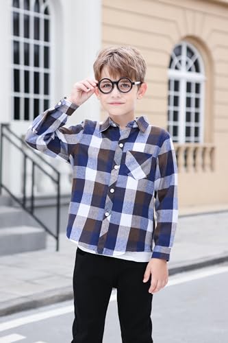 Image of Betusline Boy and Men Button Down Plaid Shirt