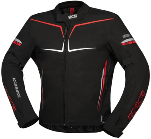 Veste textile de moto iXS TS-Pro ST+ étanche et protectrice noir rouge taille M
