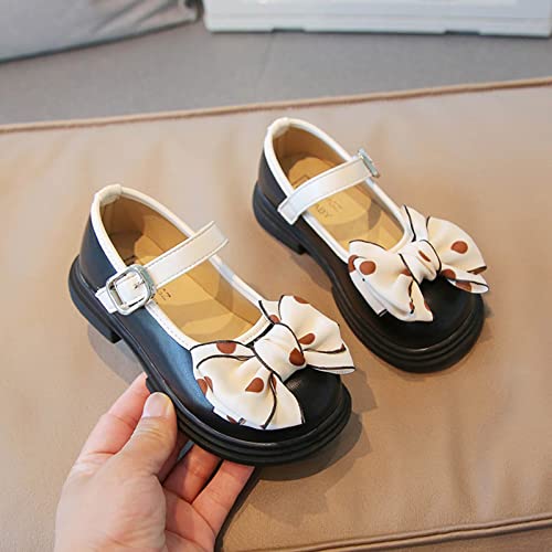 Fashion Autumn Girls Casual Shoes Thick Sole Round Toe Polka Dot Bow Buckle Dress Shoes Leather Boots for Kids Girls3