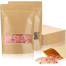 100pcs Stand Up Pouches, 5.9 x 8.7 Inches Kraft Paper Bags with Window, Coffee Bags, Brown Resealable Bags, Ziplock Stand Up Bags for Home or Business, Sealable Bags for Packaging