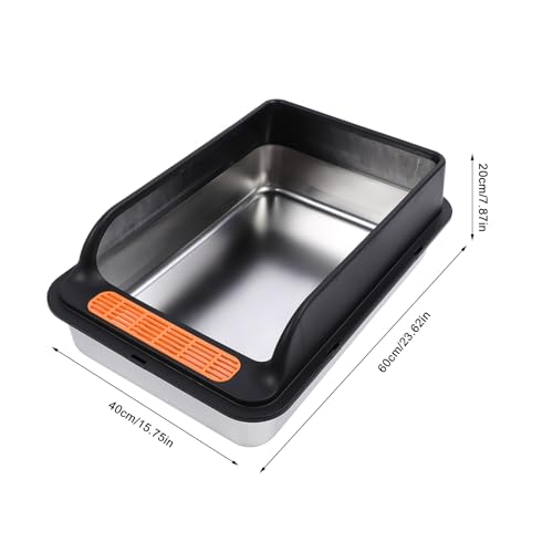 Caja de arena para gato acero inoxidable extra grande miniatura 6