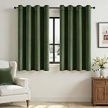 Woaboy Velvet Curtains 54 Drop Olive Green Curtain for Living Room Thermal Blackout for Bedroom Luxury Eyelet Drapes Soft Window Treatment Insulated Soundproof & Room Darkening W 46 x L 54 2 Panels